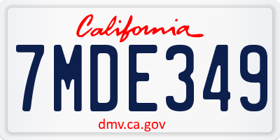 CA license plate 7MDE349