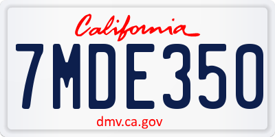 CA license plate 7MDE350