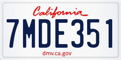 CA license plate 7MDE351