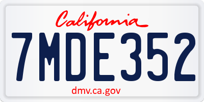 CA license plate 7MDE352