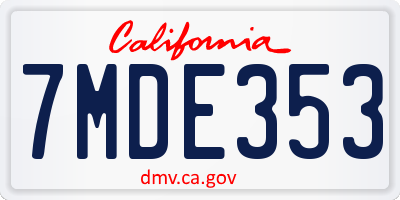 CA license plate 7MDE353