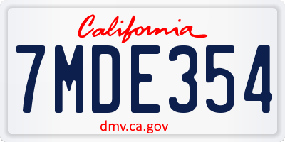 CA license plate 7MDE354