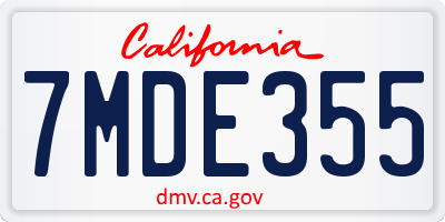 CA license plate 7MDE355