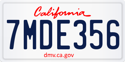 CA license plate 7MDE356