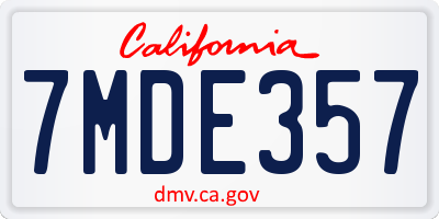 CA license plate 7MDE357