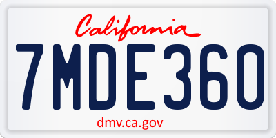 CA license plate 7MDE360