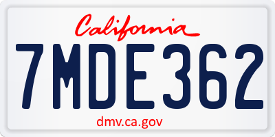 CA license plate 7MDE362