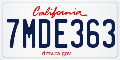 CA license plate 7MDE363