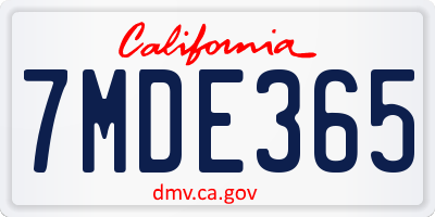 CA license plate 7MDE365