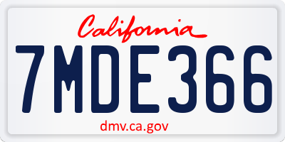 CA license plate 7MDE366