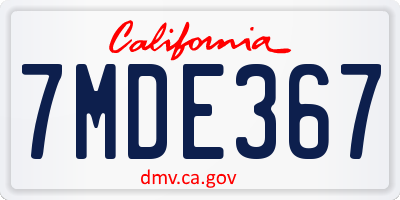 CA license plate 7MDE367