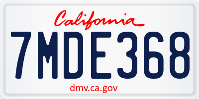 CA license plate 7MDE368