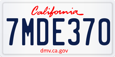 CA license plate 7MDE370