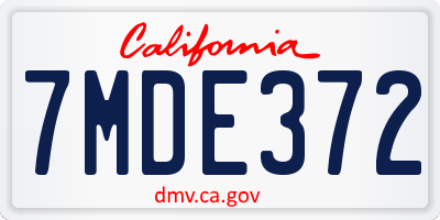 CA license plate 7MDE372