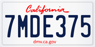 CA license plate 7MDE375