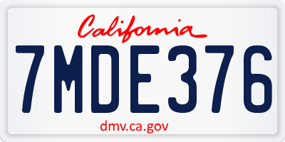 CA license plate 7MDE376