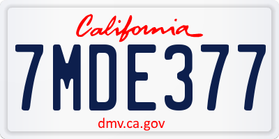 CA license plate 7MDE377