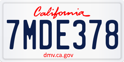 CA license plate 7MDE378