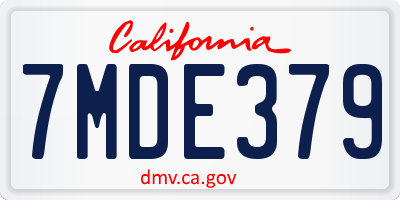 CA license plate 7MDE379