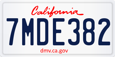 CA license plate 7MDE382