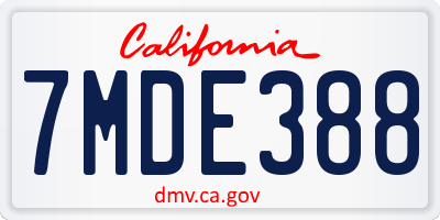 CA license plate 7MDE388