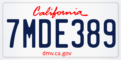 CA license plate 7MDE389