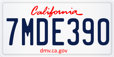 CA license plate 7MDE390