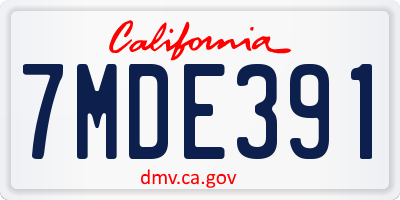 CA license plate 7MDE391