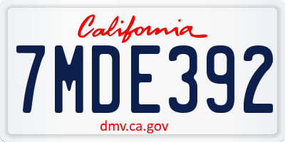 CA license plate 7MDE392