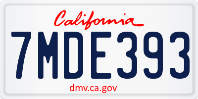 CA license plate 7MDE393