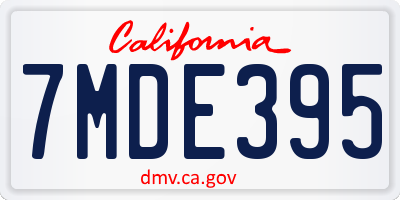 CA license plate 7MDE395