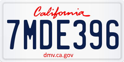 CA license plate 7MDE396