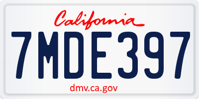 CA license plate 7MDE397