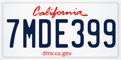 CA license plate 7MDE399