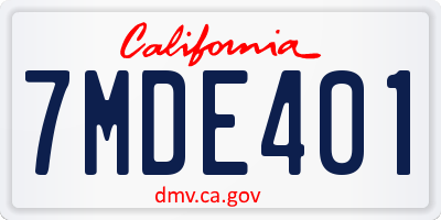 CA license plate 7MDE401
