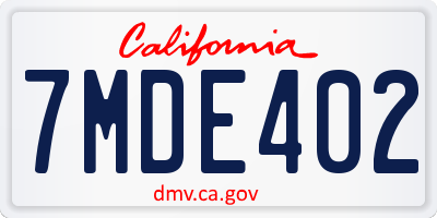 CA license plate 7MDE402