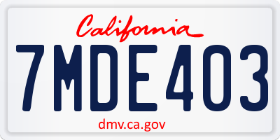 CA license plate 7MDE403