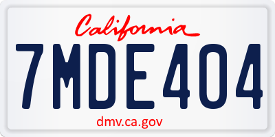 CA license plate 7MDE404