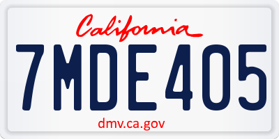 CA license plate 7MDE405