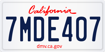 CA license plate 7MDE407