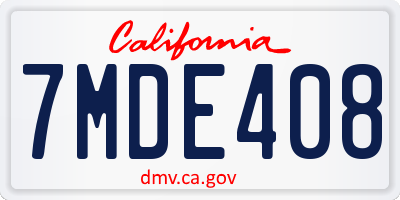 CA license plate 7MDE408