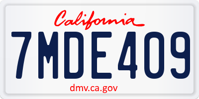 CA license plate 7MDE409