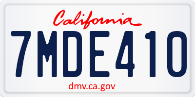 CA license plate 7MDE410