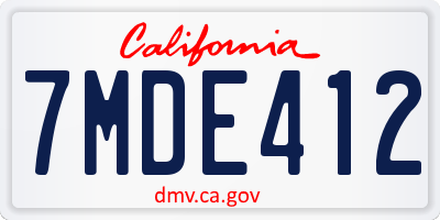 CA license plate 7MDE412