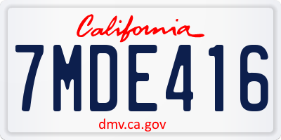 CA license plate 7MDE416