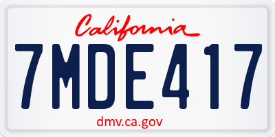 CA license plate 7MDE417