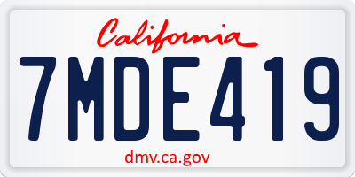 CA license plate 7MDE419