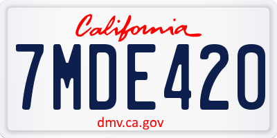 CA license plate 7MDE420