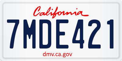 CA license plate 7MDE421