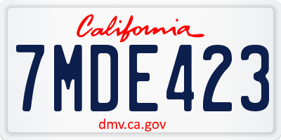 CA license plate 7MDE423